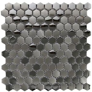 Обои черная шестиугольная металлическая мозаика из нержавеющей стали для кухонного щитка