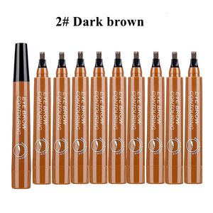 Eye Shadow/Liner Combination 5Colors Long Lasting Brown Liquid Eyebrow Pen Waterproof 4 Fork Tip Eyebrow Tattoo Pencil Women Eye Cosmetic Beauty Makeup 10PCS 230923