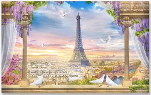 Duvar Kağıtları Özel PO 3D Duvar Kağıdı Avrupa Paris Eyfel Kulesi Manzara Ev Dekoru Oturma Odası Duvarlar İçin Duvar Halkı 3 D