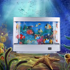 Aquariums Simulation Ornamental Fish Tank Lamp Aquarium Sea View Small Table Home Night Decoration Desktop 230923