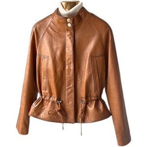 Erkek Ceketler OC228M19 Kadınların Orijinal Deri Ceket Sonbahar/Kış Ceket Koyun Dinini Kısa Stil Fermuarı Günlük İşe Gidiş