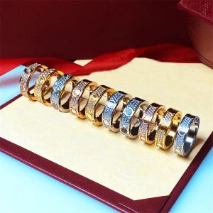 Klassischer Liebesring, Designerring, Roségold, Silber, 3 mm, 4 mm, 5 mm, 6 mm, 18 Karat vergoldet, mit Diamanten für Liebhaberringe, Hochzeitstag, Designer-Schmuck, Geschenk mit Box