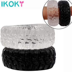 Cockrings Ikoky Penis Halkalar Seks Oyuncaklar Erkekler İçin Lastik Tipi BlackTransparent Cockring Gecikme Boşaltma Horoz 2PCSSET Silikon 230925