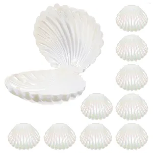Hediye Sarma 10 PCS Plastik Konteyner Şeker Kutusu Deniz Kabuğu Tutucu Kişilik Yemek Masa Konteynerleri Beyaz PP Küçük