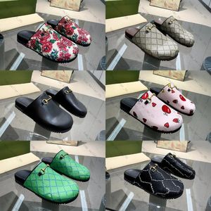 Tasarımcı Sandal Kadın Terlik Erkek Ayakkabı Katilleri Metal Toka Slayt Baskı Deri Sandalet Bloom Mule Yakın Ayak Parçaları Lüks Platform Ayakkabı