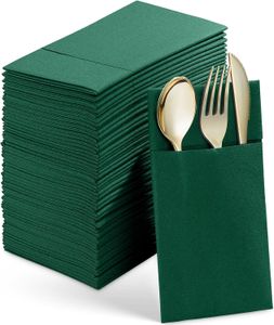 Table Napkin 50PCS Disposable Linen-Feel Dinner Napkins with Built-in Flatware Pocket Prefolded Cloth Like Paper Napkins For Wedding Party 230925