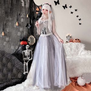 Хэллоуин Одежда для взрослых Призрак невесты Свадебное платье Череп Зомби Платье Террор Кукла Ведьма Макияж Бальное платье