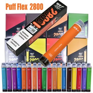 Puff Flex 2800 затяжек Одноразовые электронные сигареты Комплекты устройств для вейпа с сетчатой катушкой Аккумулятор емкостью 850 мАч Защитный код предварительно заполненный испаритель объемом 8 мл
