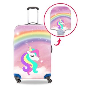 Çocuklar Güzel Gökkuşağı Unicorn Designer Bagaj Koruyucu Kapaklar 18-30 inç 3D Baskı Hayvan Tozu Geçirmez Bavul Kapağı FO165N