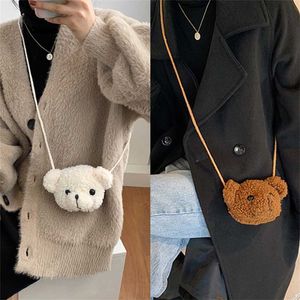 Tasarımcı sevimli çocuk kızlar gülümseme ayı peluş omuz çantası çocuklar için çocuklar için bebek karikatür crossbody elçi çantaları mini 220923