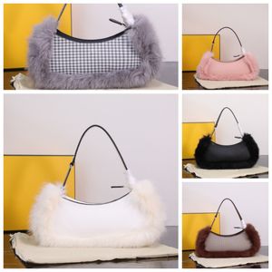 Designer FW22 o Lock Fur Swing Borse a tracolla sotto le ascelle Borsa a catena mezza luna hobo Borsa a tracolla Borsa in tela Borsa in pelle Roma zip Tote 8BS068A