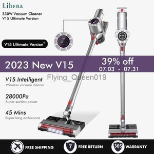 Vacuum Cleaners V15 Wireless Handheld Vacuum Cleaner 28kPa 330W Power Vertical Clean LED Electric Vacuum Cleaner Water Sweeper Mopping MachineYQ230925