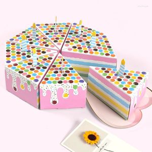 Hediye sargısı 8pcs doğum günü pastası şeklindeki şeker kutusu kurabiye atıştırmalık ambalaj kağıt kutular çocuklar iyilikler bebek duş