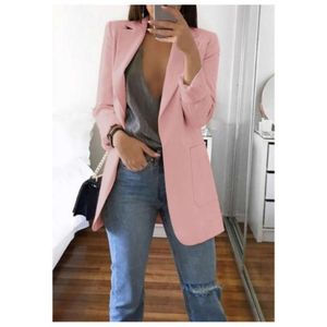 Модный женский пиджак плюс размер Slim Fit офисный женский топ с длинным рукавом сплошной цвет пальто дешевая оптовая продажа бесплатная доставка новый