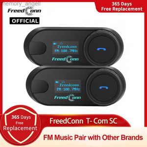 Walkie Talkie FreedConn Bluetooth Мотоциклетный домофон Шлем-гарнитура Беспроводной мотоциклетный домофон с ЖК-экраном FM-наушники HKD230925