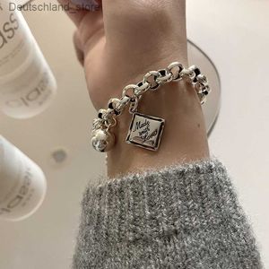 Charm Bilezikler Venfille 925 STERLING Gümüş İngiliz Kare Meydanı Kadınlar İçin Balo Hip Hop Thai Takı 2023 Yeni Dropship Toptan Q230925