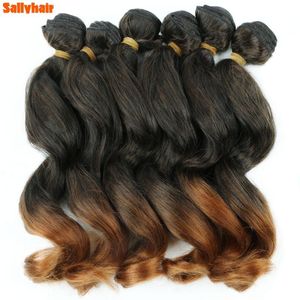 Menschliches Haar Bulks Tiefe Wellenförmige Webart Bundles Synthetische Haarverlängerungen Afro Verworrene Lockige 6 Teile/los 14/18 Zoll Ombre Braun Welliges Haar Bundles Für Frauen 230925