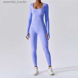 Kadınların Takipleri Kesintisiz Yoga Takım Kadınlar Bodysuit Spring Dance Fitness Giysileri Spor Salonu Push Egzersiz Bodysuit Sıkı Uzun Kollu Atletik Giyim L230925