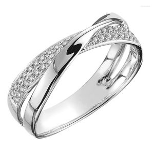 Cluster Rings Simple And Personalized X-shaped Two-color Zircon Copper Ring For Women