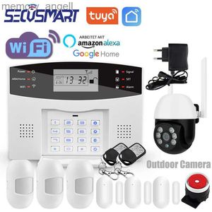Alarm systems Tuya WiFi Alarm System GSM Smart Home Burglar Security Alarm 433MHz Wireless Door Motion Detector Support Alexa Assistant YQ230926