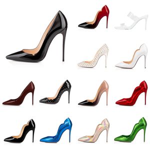 Elbise ayakkabıları yüksek topuklu deri süet kadınlar lüks düğün ayakkabı parıltı perçinler üçlü siyah çıplak pembe beyaz mor mor patent patent parti tasarımcısı kadın ayakkabı