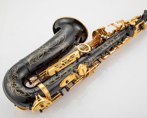 Aisiweier Eb альт-саксофон, Новое поступление, латунь, черный и золотой лаковый музыкальный инструмент, ми-бемоль-саксофон с футляром, аксессуары