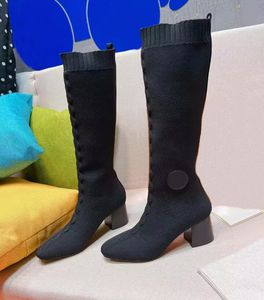 Женские эластичные шерстяные высокие сапоги, модные вязаные кожаные носки, ботинки martin на высоком каблуке, для показа на подиуме, вечерние, уличные ботинки, размеры 35-40