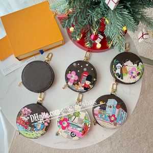 Limited Edition Sunflower Key Wallet Funfair Xmas Bag Decoration Pendant Women Men Round Purses Clutch Bags Key Wallet Pendant Hanging Bags Totes Keyring Charms