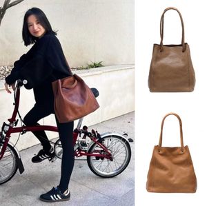 Сумки на плечо Qiu Zhen Lazy Bucket Bag, женская кожаная сумка через плечо большой вместимости, новая маленькая пригородная сумка