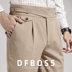Erkekler Marka Marka En İyi Kalite İş Gündelik Düz Takım Pantolon Düz Renk Yüksek Bel İnce Fit Elbise Pantolon 2024