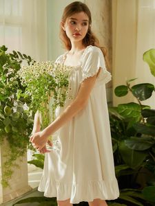 Женская одежда для сна Hanxiuju, летние хлопковые милые принцессы с короткими рукавами, элегантные женские белые ночные рубашки для девочек, свободная ночная рубашка