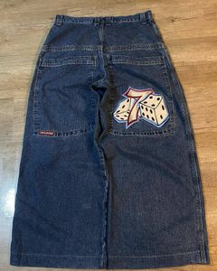 Erkek kot jnco baggy hip hop kaya nakış deseni erkekler kadınlar 2023 moda sokak kıyafeti retro harajuku yüksek bel geniş bacak 230925