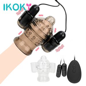 Cockrings IKOKY Glans Trainer Massage Sex Toys For Men Delay Ejaculation Penis Head Vibrator Male Masturbator 20 Speed Cock Ring 230925