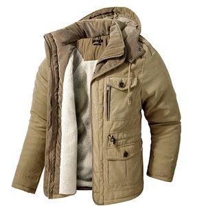 Mens Down Parkas Thicken Warm Winter Jacket Cashmere Fleece Coats Military Outdoor CottonPadded Male Windbreaker Hooded Outwear 230925