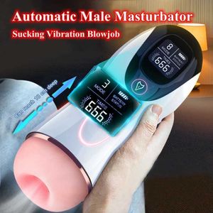 Masturbadores Automático Masculino Masturbador Copo Chupando Vibração Boquete Real Vagina Bolso Buceta Pênis Oral Sex Machine Brinquedos Homem Adultos Bens X0926