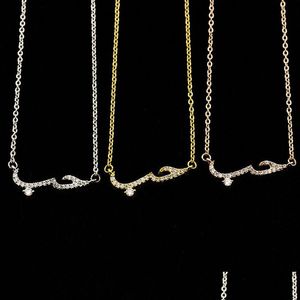 Pingente colares moda cristal zircon estilo árabe grânulo pingente colar para mulheres delicadas jóias de casamento rosa ouro em presentes ovais judeu dhrev