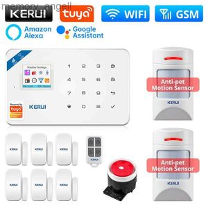 Alarm systems KERUI W181 Alarm System WIFI GSM Alarm Home Kit Support Alexa Smart Life Anti-pet Motion Sensor Detector Door Sensor Siren YQ230927