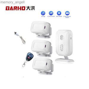 Alarm Sistemleri Darho 3Senors Mağaza Mağazası Ev Güvenliği Hoş Geldiniz Chime Kablosuz Kızılötesi IR Hareket Sensörü Alarm Girişi Kapı Zili Sensörü YQ230927
