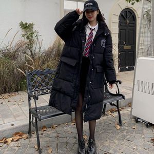 Kadın Trençkotları Gerçek Zamanlı Po Yorum Koreli Drama Kadın Baş Öğrenci Siyah Kapşonlu Diz Uzunluk Pamuk Ceket