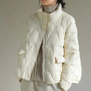 Женские пуховые парки, современная куртка, женская зимняя куртка-пуховик с воротником-стойкой, 90% белая утка, однотонная верхняя одежда 230927