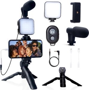 Flash Heads Smartphone Vlogging Kit for iPhone Android with Tripod Mini Microphone Starter Vlog kit TikTok Live Stream Video 230927