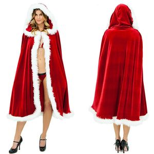 Palco desgaste capa de natal mulheres com capuz ponchos jaqueta longo adulto crianças grosso quente natal capa festa traje roupas femininas