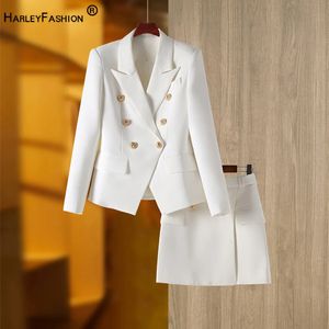 İki Parça Elbise İşleri Lady White Blazer Suits İnce Tasarım Resmi Ofis Kadın 2 PCS etek Setleri Zarif En Kalite 230927