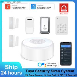 Системы аварийных систем Tuya Wi -Fi RF Siren Alarm Wireless Home Security System Работает с Alexa Voice Command Smart Life App Remote Control YQ230927