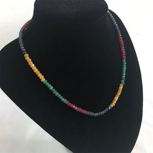 Chokers doğal zümrütler yakutlar safir 3x4mm boncuklar kadınlar lüks kolye yaklaşık 45cm vernik preciosas taş 230927