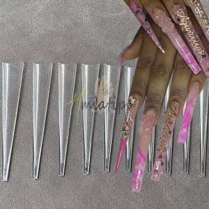 Unhas Falsas 500 pcs 5XL Long Stiletto Acrílico Dicas de Unhas Meia Cobertura Gel UV DIY Polonês Ferramenta de Arte de Unhas com Escala Artificial Nail Mold Tips 230927