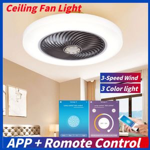 Işık ve Uzaktan Kumanda Tavan Fanı 52cm RGB LED Sızdırmazlık Lambası Fanı Akıllı Sessiz DC Tavan Fanı Yatak Odası Oturma Odası