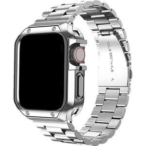 TPU Protector Case+Metal Strap For Apple Watch9 Ultra2 Band 49mm 45mm 44mm 41mm 40/38 Stainless steel Bracelet series 3 5 6 se 7 8 Accessories