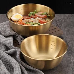 Bowls Korean Stainless Steel J Household Cold Noodle Bowl With Scale Fruit Salad Mixed Rice INS Wind Tableware