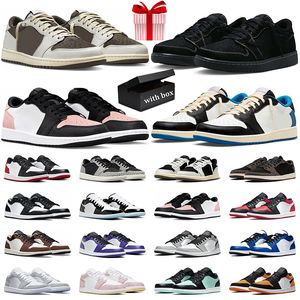 с коробкой jumpman 1 low Concord Black мужские женские баскетбольные кроссовки Olive Reverse Mocha Bred Toe UNC Voodoo 1s Wolf Grey Game Royal мужские кроссовки